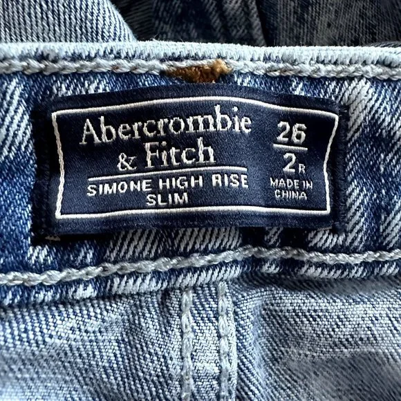 Abercrombie & Fitch Simone High Rise Slim Jeans in Acid Wash - Picture 6 of 10